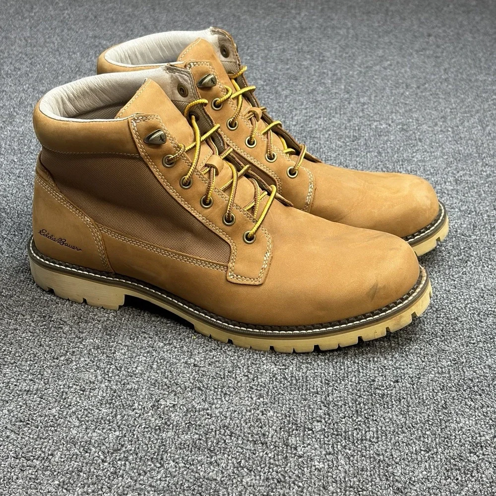 Eddie Bauer Severson Brown Leather Lace Up Moc Boots Men US 13 Gorpcore 0046-273